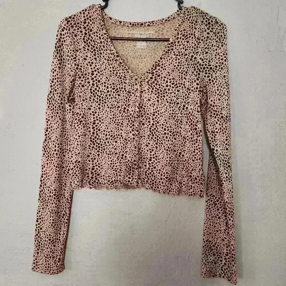 American Eagle soft & sexy plush cardigan leopard size xs brown - Picture 1 of 4